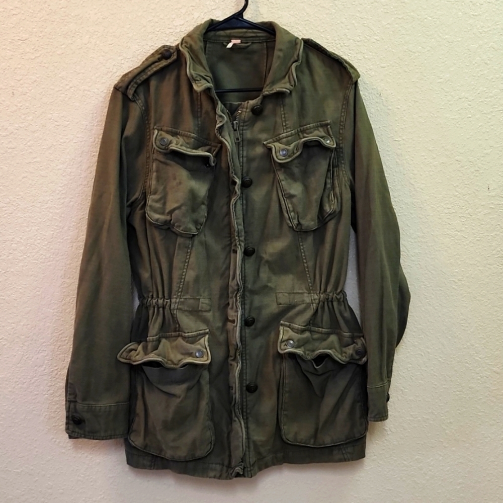 Free people military jacket green for women size Medium